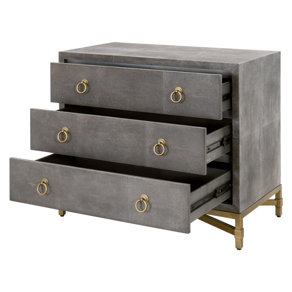 Essentials For Living - Traditions Strand Shagreen 3-Drawer Nightstand - 6120.GRY-SHG/GLD view 4