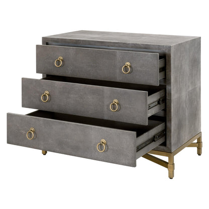 Essentials For Living - Traditions Strand Shagreen 3-Drawer Nightstand - 6120.GRY-SHG/GLD view 4