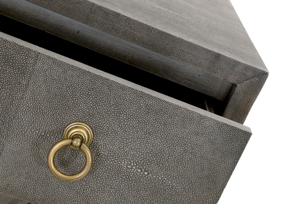 Essentials For Living - Traditions Strand Shagreen 3-Drawer Nightstand - 6120.GRY-SHG/GLD view 5