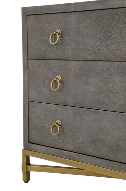 Essentials For Living - Traditions Strand Shagreen 3-Drawer Nightstand - 6120.GRY-SHG/GLD view 6
