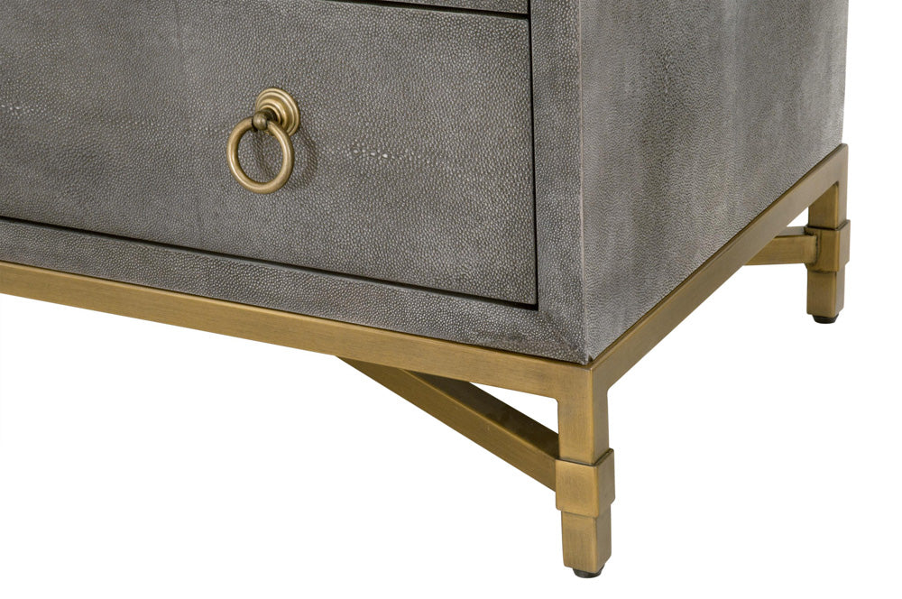 Essentials For Living - Traditions Strand Shagreen 3-Drawer Nightstand - 6120.GRY-SHG/GLD view 7