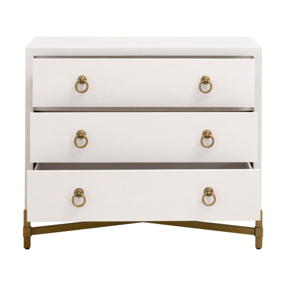 Essentials For Living - Traditions Strand Shagreen 3-Drawer Nightstand - 6120.PRL-SHG/GLD view 2