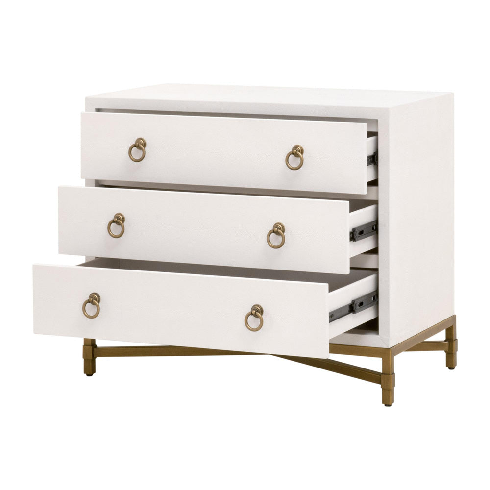 Essentials For Living - Traditions Strand Shagreen 3-Drawer Nightstand - 6120.PRL-SHG/GLD view 4