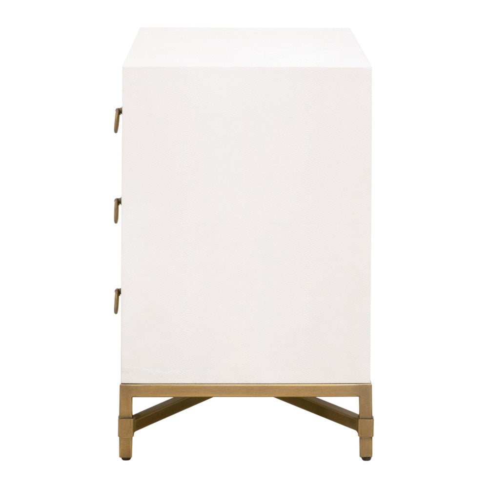Essentials For Living - Traditions Strand Shagreen 3-Drawer Nightstand - 6120.PRL-SHG/GLD view 5