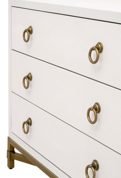 Essentials For Living - Traditions Strand Shagreen 3-Drawer Nightstand - 6120.PRL-SHG/GLD view 8