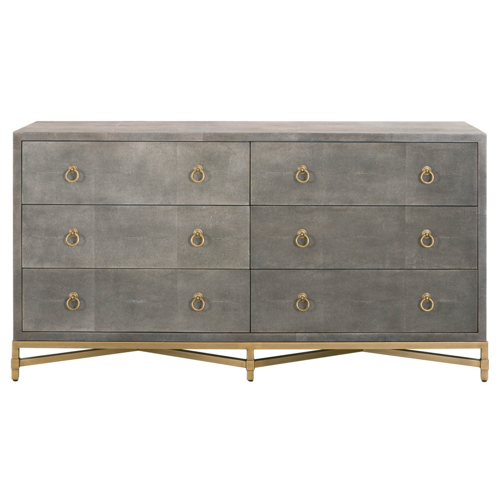 Essentials For Living - Traditions Strand Shagreen 6-Drawer Double Dresser - 6122.GRY-SHG/GLD view 1