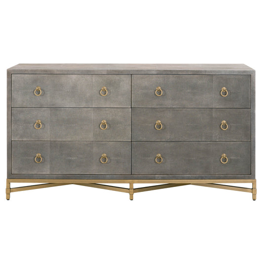 Essentials For Living - Traditions Strand Shagreen 6-Drawer Double Dresser - 6122.GRY-SHG/GLD view 1