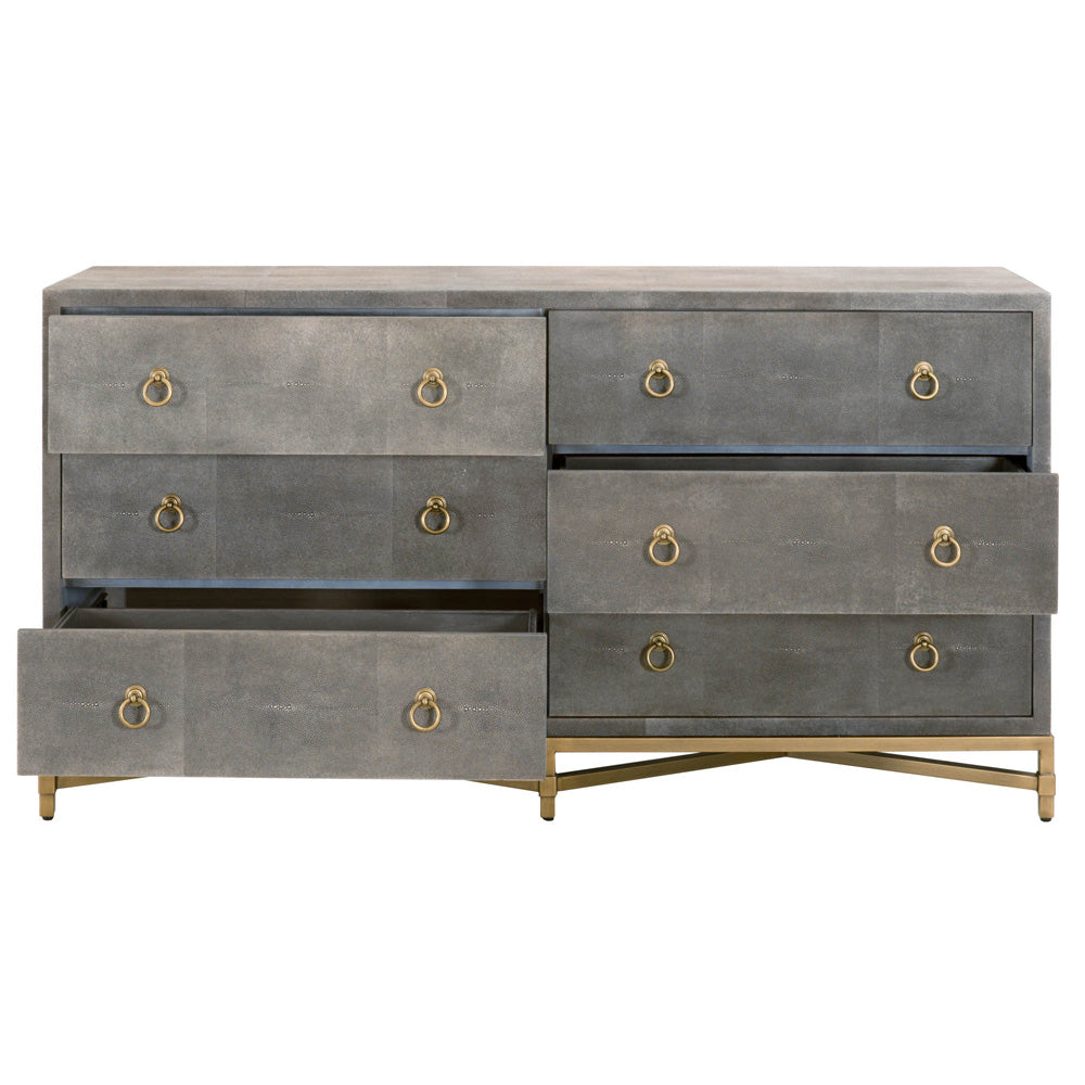Essentials For Living - Traditions Strand Shagreen 6-Drawer Double Dresser - 6122.GRY-SHG/GLD view 2