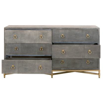 Essentials For Living - Traditions Strand Shagreen 6-Drawer Double Dresser - 6122.GRY-SHG/GLD view 2