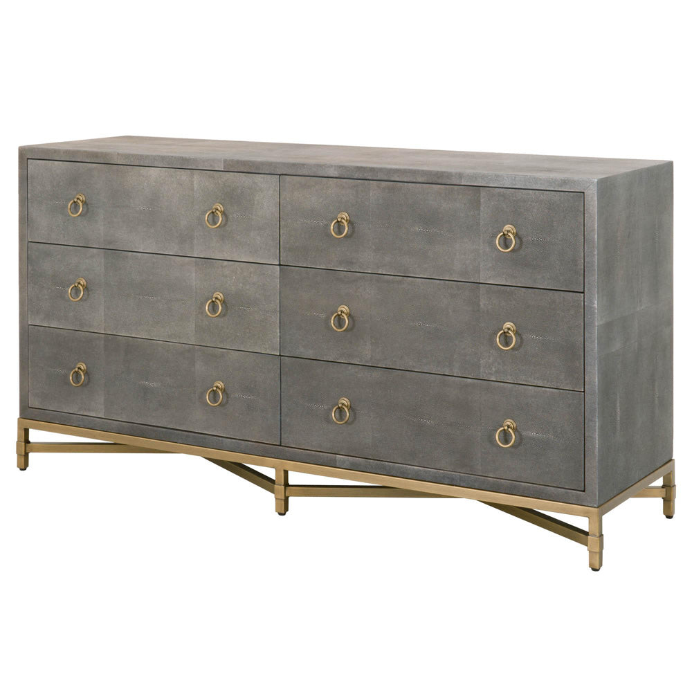 Essentials For Living - Traditions Strand Shagreen 6-Drawer Double Dresser - 6122.GRY-SHG/GLD view 3