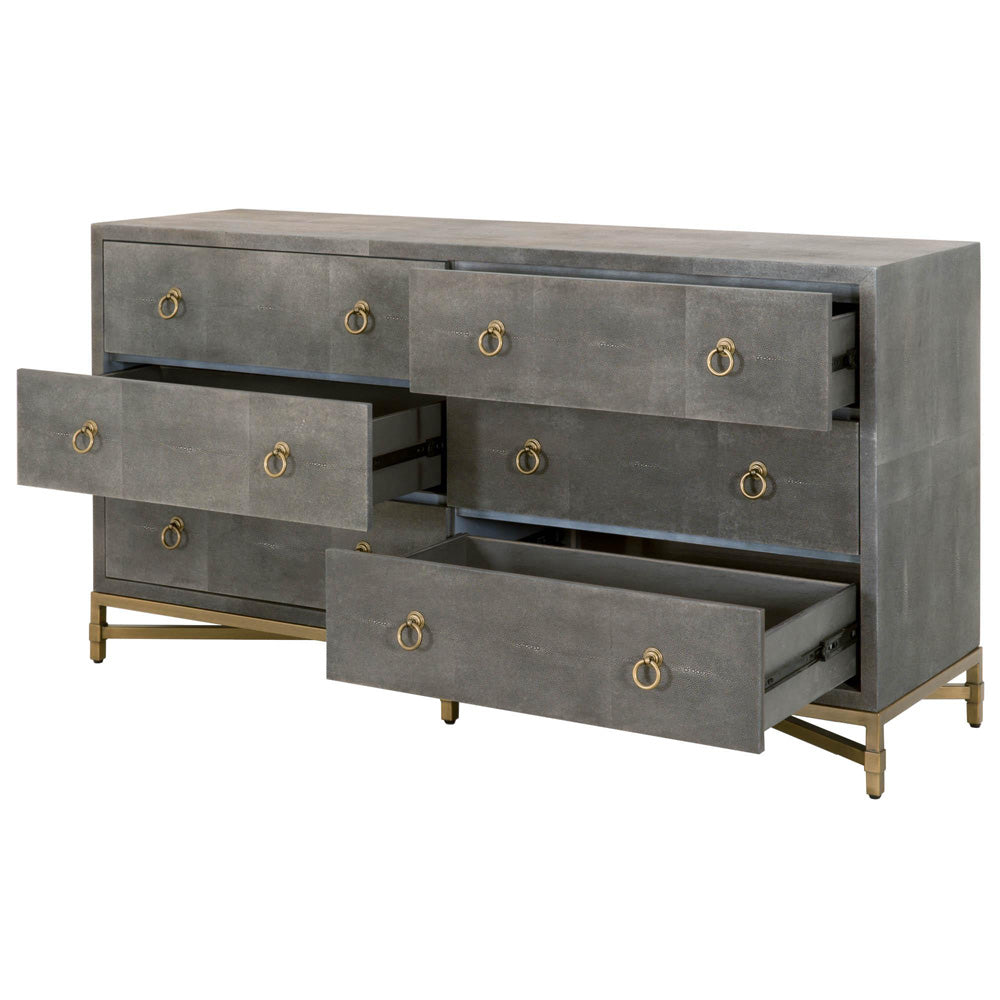 Essentials For Living - Traditions Strand Shagreen 6-Drawer Double Dresser - 6122.GRY-SHG/GLD view 4