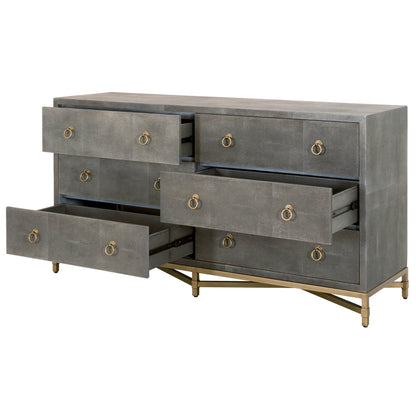 Essentials For Living - Traditions Strand Shagreen 6-Drawer Double Dresser - 6122.GRY-SHG/GLD view 5