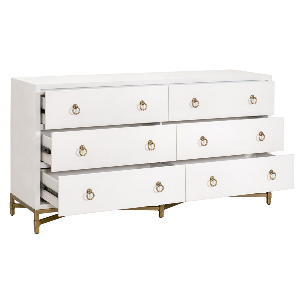 Essentials For Living - Traditions Strand Shagreen 6-Drawer Double Dresser - 6122.PRL-SHG/GLD view 4