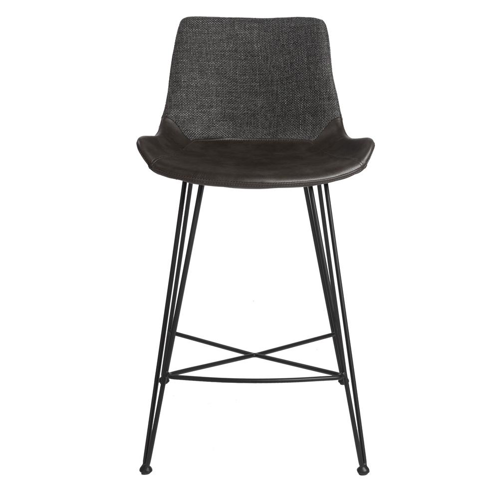 Euro Style - Alisa Faux Leather and Fabric Counter Stool, Dark Gray/Matte Black - 17647DKGRY veiw 1