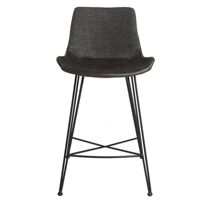 Euro Style - Alisa Faux Leather and Fabric Counter Stool, Dark Gray/Matte Black - 17647DKGRY veiw 1