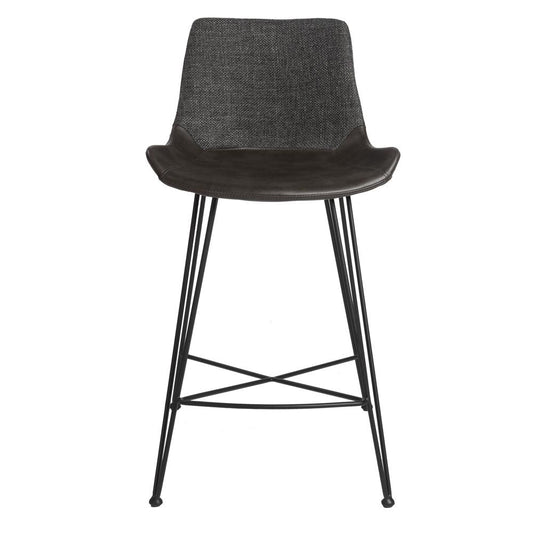 Euro Style - Alisa Faux Leather and Fabric Counter Stool, Dark Gray/Matte Black - 17647DKGRY veiw 1