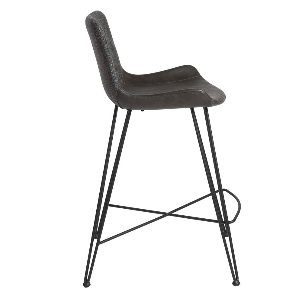 Euro Style - Alisa Faux Leather and Fabric Counter Stool, Dark Gray/Matte Black - 17647DKGRY veiw 3