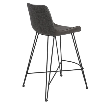 Euro Style - Alisa Faux Leather and Fabric Counter Stool, Dark Gray/Matte Black - 17647DKGRY veiw 4