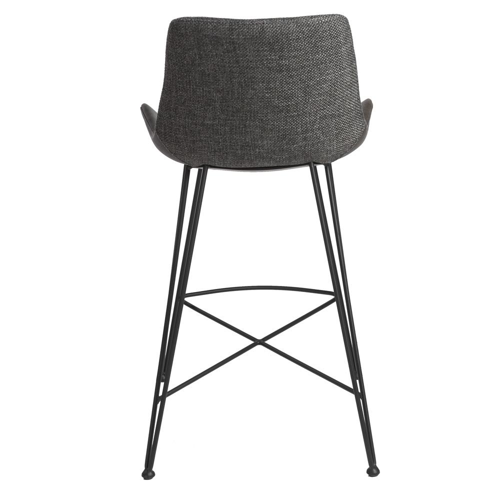 Euro Style - Alisa Faux Leather and Fabric Counter Stool, Dark Gray/Matte Black - 17647DKGRY veiw 5
