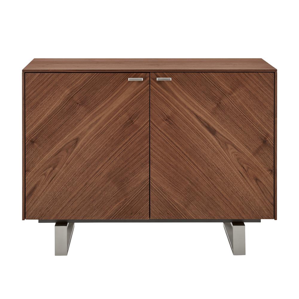 Euro Style - Alvarado 40inW Sideboard, Walnut/Brushed Stainless Steel - 31064-WAL veiw 1