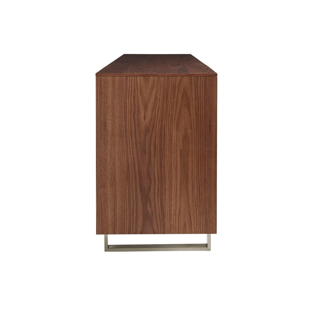 Euro Style - Alvarado 71inW 4-Door Media Stand, American Walnut/Brushed Stainless Steel - 31028WAL-KIT veiw 3