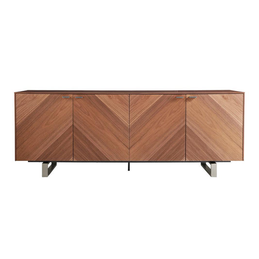 Euro Style - Alvarado 79inW Sideboard, American Walnut/Brushed Stainless Steel Base - 31026WAL-KIT veiw 1