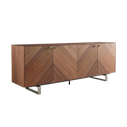 Euro Style - Alvarado 79inW Sideboard, American Walnut/Brushed Stainless Steel Base - 31026WAL-KIT veiw 2