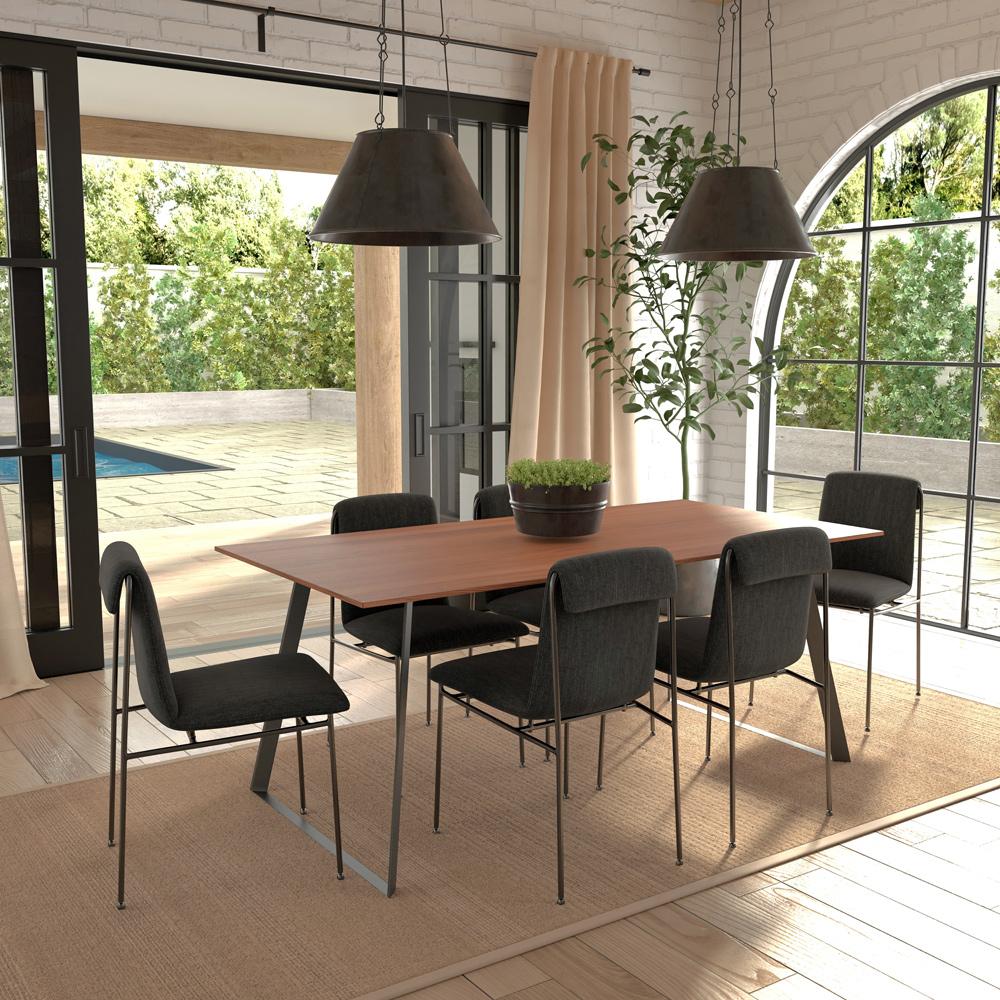 Euro Style - Anderson 71inW Dining Table, American Walnut/Black - 31010WAL-KIT veiw 5