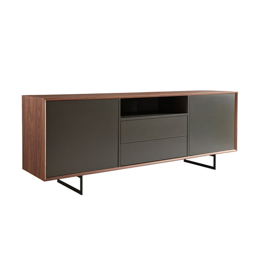 Euro Style - Anderson 79inW Sideboard, Walnut/Dark Gray - 31008GRY-KIT veiw 2