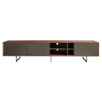 Euro Style - Anderson 95inW Media Stand, Walnut/Dark Gray - 31005GRY-KIT veiw 1