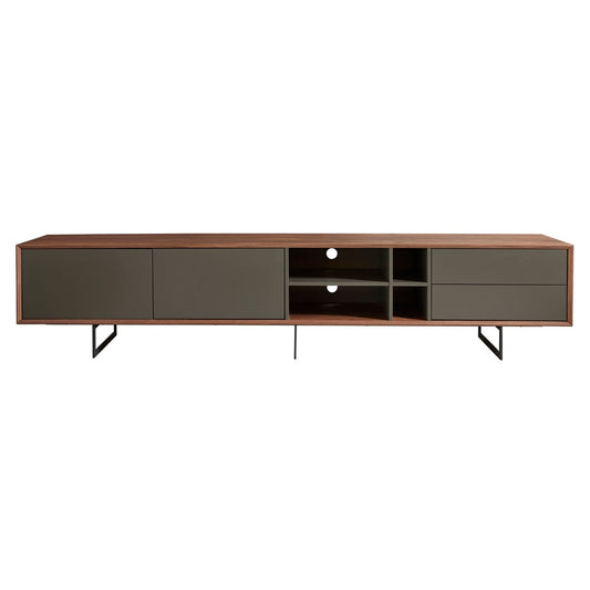 Euro Style - Anderson 95inW Media Stand, Walnut/Dark Gray - 31005GRY-KIT veiw 1