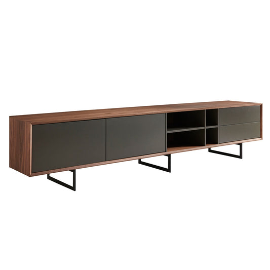 Euro Style - Anderson 95inW Media Stand, Walnut/Dark Gray - 31005GRY-KIT veiw 2