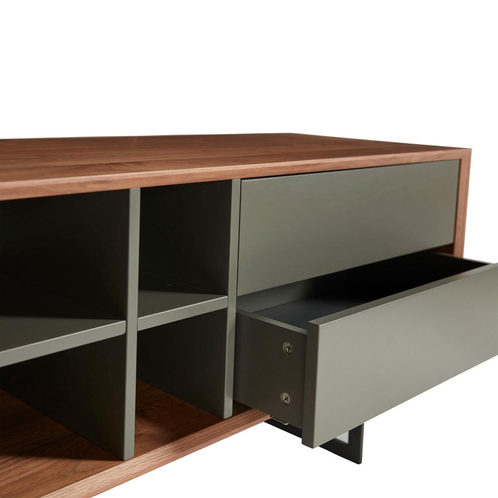 Euro Style - Anderson 95inW Media Stand, Walnut/Dark Gray - 31005GRY-KIT veiw 3