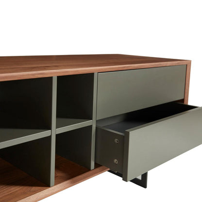 Euro Style - Anderson 95inW Media Stand, Walnut/Dark Gray - 31005GRY-KIT veiw 3