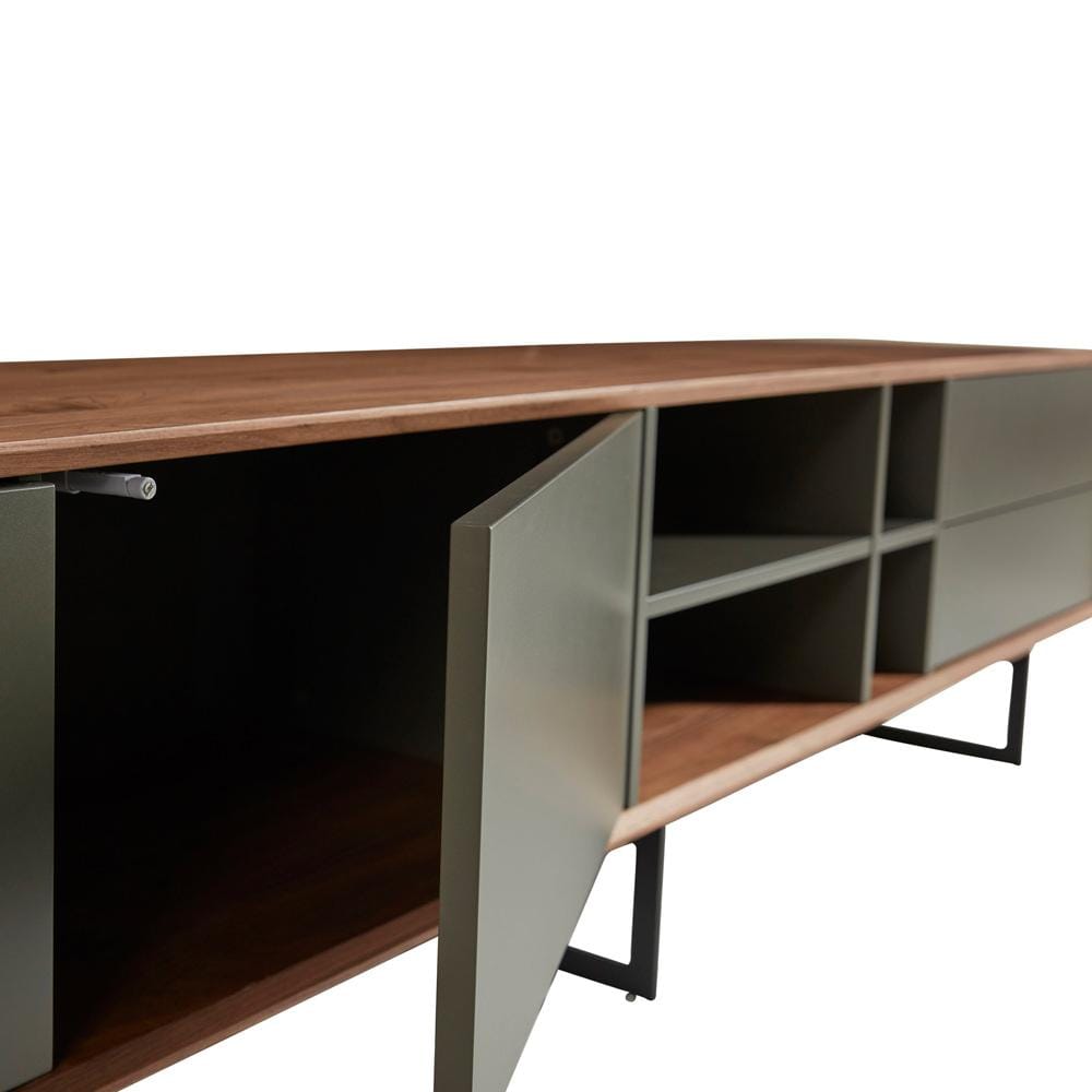 Euro Style - Anderson 95inW Media Stand, Walnut/Dark Gray - 31005GRY-KIT veiw 4