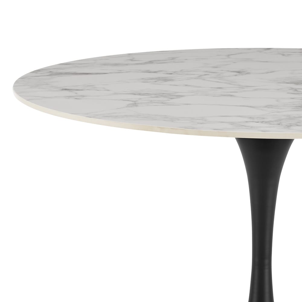 Euro Style - Astrid 47inW Round Dining Table, High Gloss White Ceramic/Matte Black - 90706WHT-KIT veiw 4