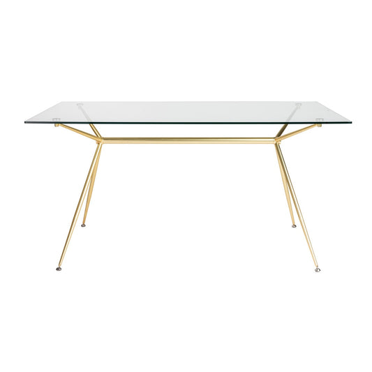 Euro Style - Atos 60inW Table/Desk, Clear Tempered Glass Top/Matte Brushed Gold Base - 02290MBG-KIT veiw 1