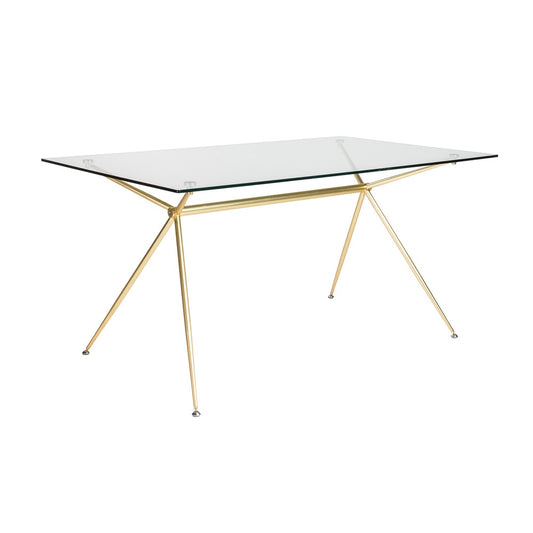 Euro Style - Atos 60inW Table/Desk, Clear Tempered Glass Top/Matte Brushed Gold Base - 02290MBG-KIT veiw 2