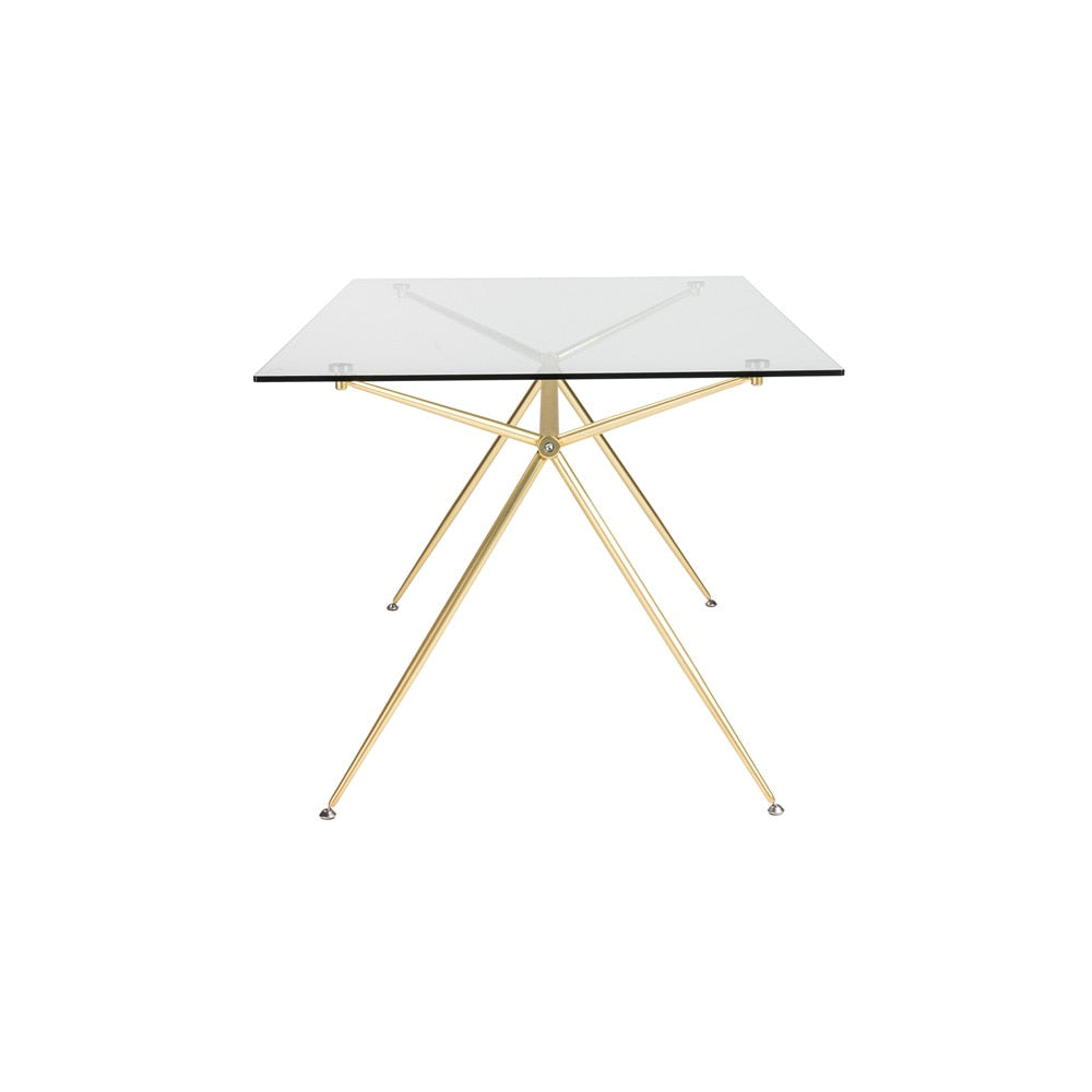 Euro Style - Atos 60inW Table/Desk, Clear Tempered Glass Top/Matte Brushed Gold Base - 02290MBG-KIT veiw 3