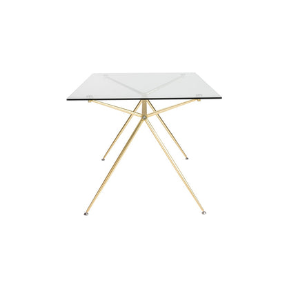 Euro Style - Atos 60inW Table/Desk, Clear Tempered Glass Top/Matte Brushed Gold Base - 02290MBG-KIT veiw 3