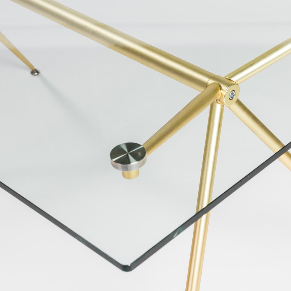 Euro Style - Atos 60inW Table/Desk, Clear Tempered Glass Top/Matte Brushed Gold Base - 02290MBG-KIT veiw 4
