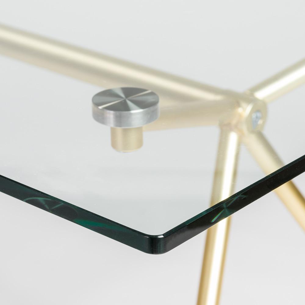 Euro Style - Atos 60inW Table/Desk, Clear Tempered Glass Top/Matte Brushed Gold Base - 02290MBG-KIT veiw 5