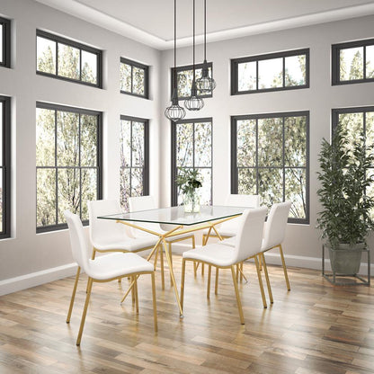 Euro Style - Atos 60inW Table/Desk, Clear Tempered Glass Top/Matte Brushed Gold Base - 02290MBG-KIT veiw 7