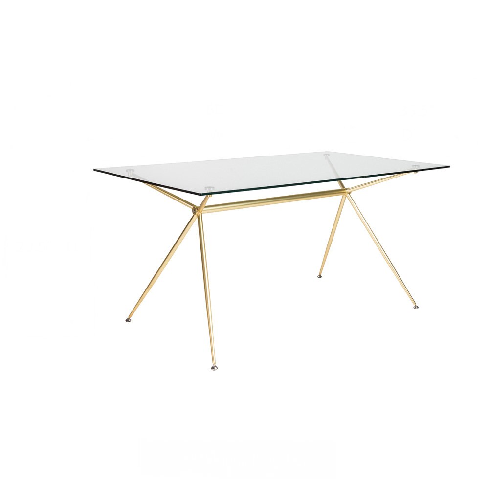 Euro Style - Atos 60inW Table/Desk, Clear Tempered Glass Top/Matte Brushed Gold Base - 02290MBG-KIT veiw 8
