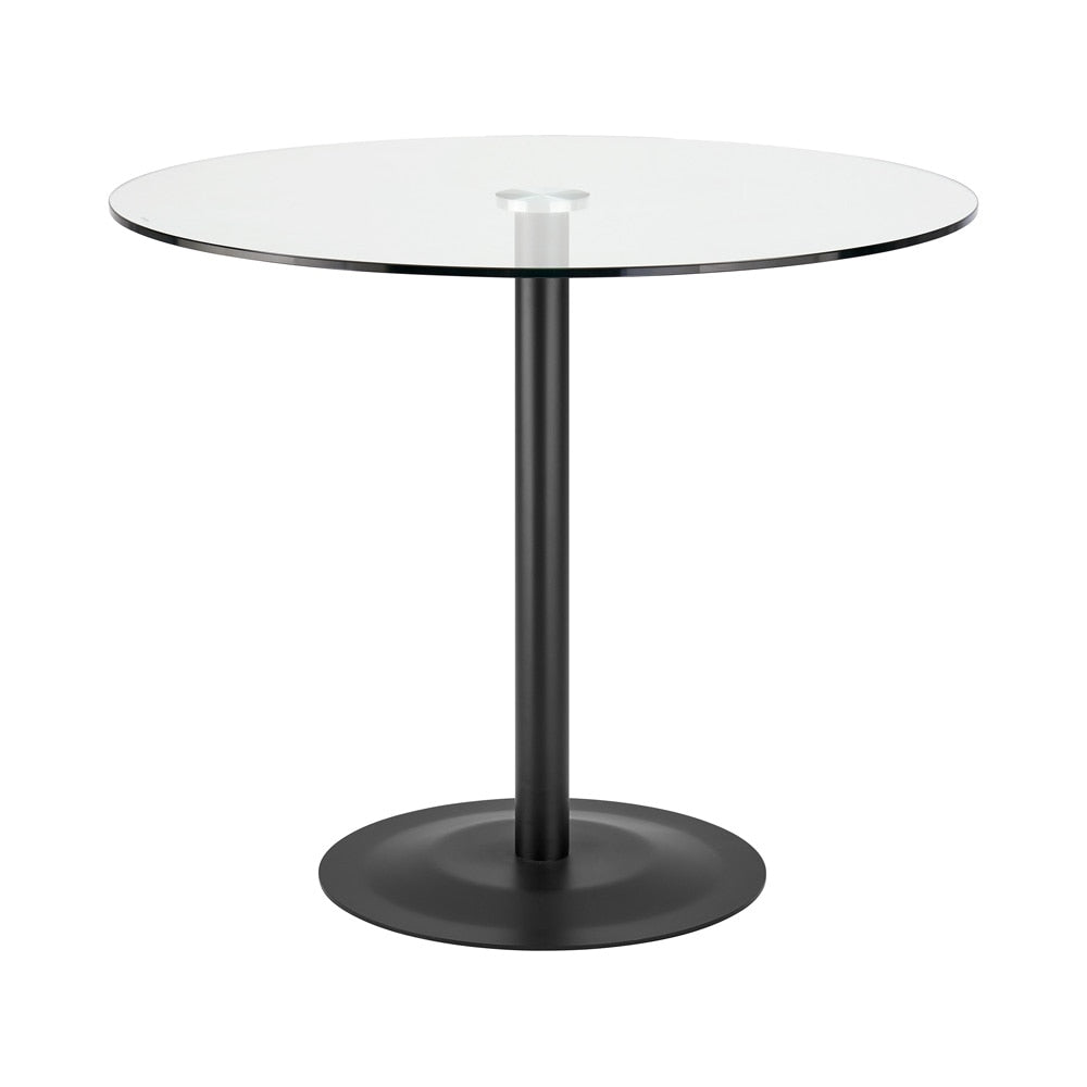 Euro Style - Ava 36in Round Bistro Table, Clear Tempered Glass/Matte Black Base - 15132BLK-KIT veiw 1