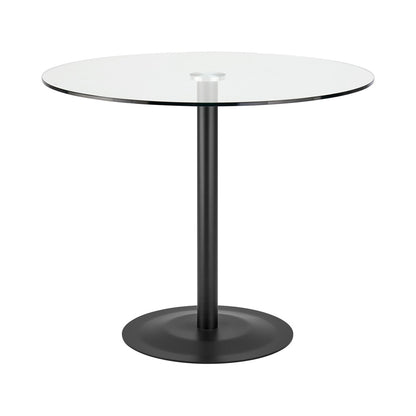 Euro Style - Ava 36in Round Bistro Table, Clear Tempered Glass/Matte Black Base - 15132BLK-KIT veiw 1