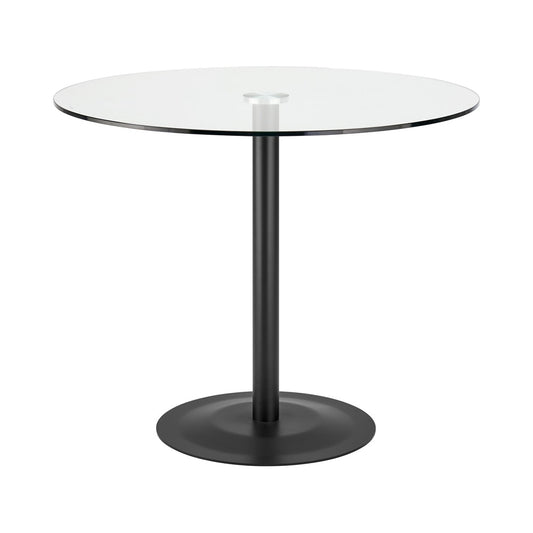 Euro Style - Ava 36in Round Bistro Table, Clear Tempered Glass/Matte Black Base - 15132BLK-KIT veiw 1