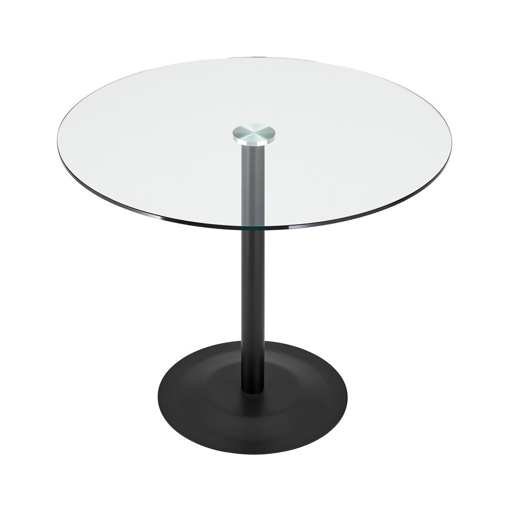 Euro Style - Ava 36in Round Bistro Table, Clear Tempered Glass/Matte Black Base - 15132BLK-KIT veiw 2