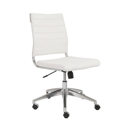 Euro Style - Axel Armless Leatherette Low Back Office Chair, White/Aluminum - 10608-WHT veiw 2