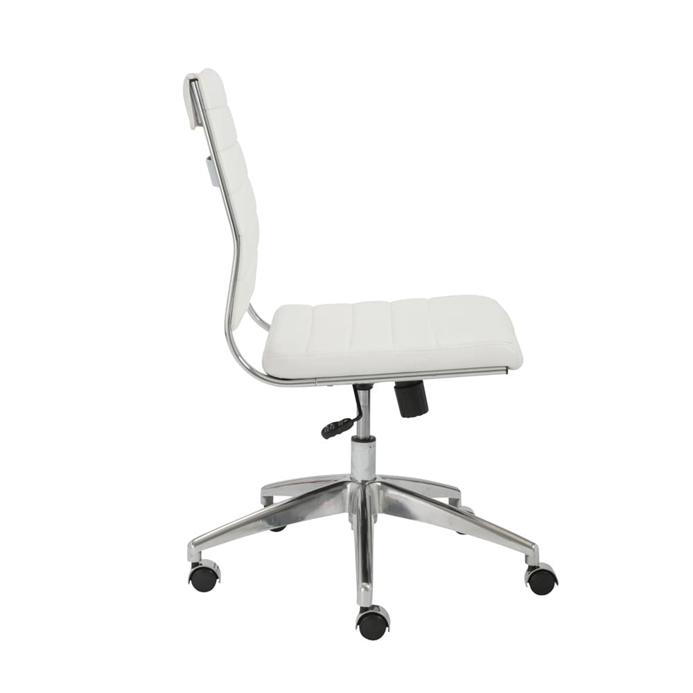 Euro Style - Axel Armless Leatherette Low Back Office Chair, White/Aluminum - 10608-WHT veiw 3